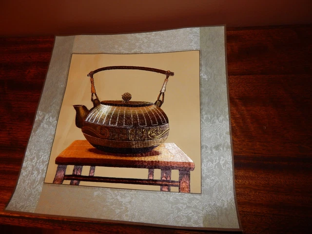 Silk Tea Pot. Exceptional Detail, Wonderful Colors Chinese Art. Mint Condition.