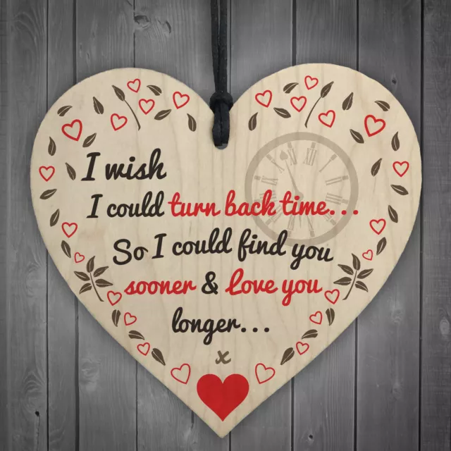 Find You Sooner Love You Longer Wooden Heart Valentines Day Anniversary Gift