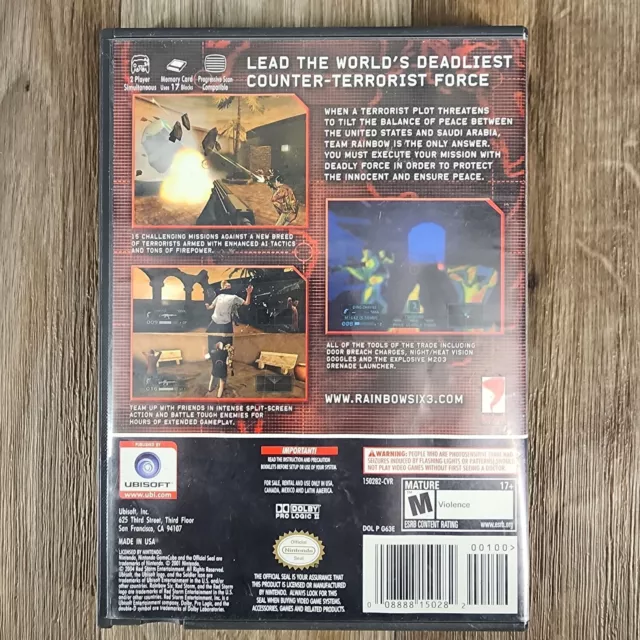 Rainbow Six 3 Nintendo GameCube 2003 Video Game CIB with Manual 2