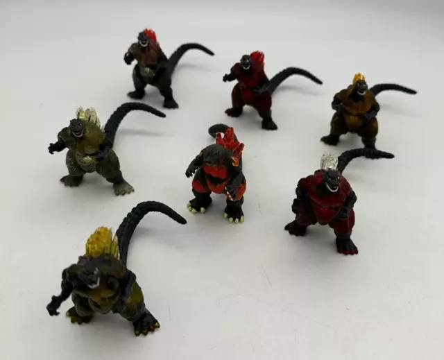 Godzilla Pack of Destruction Burning Godzilla Mini Figures Lot 2.25” Bandai 2002