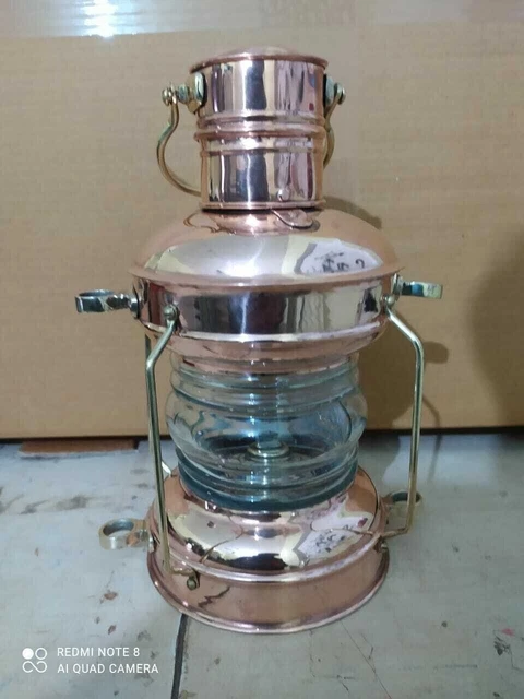 Kupfer & Messing Anker Öllampe Maritime Schiffslaterne Bootslicht 10"