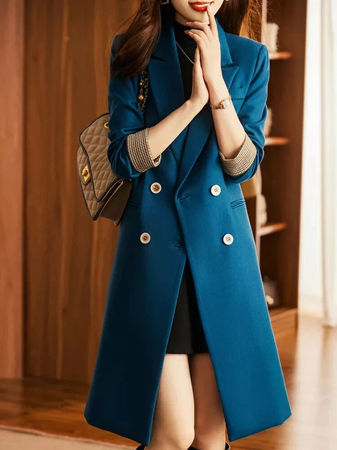 Trench Veste Longue Bleu MANTEAU FEMME MANTEAU Trench Veste Long