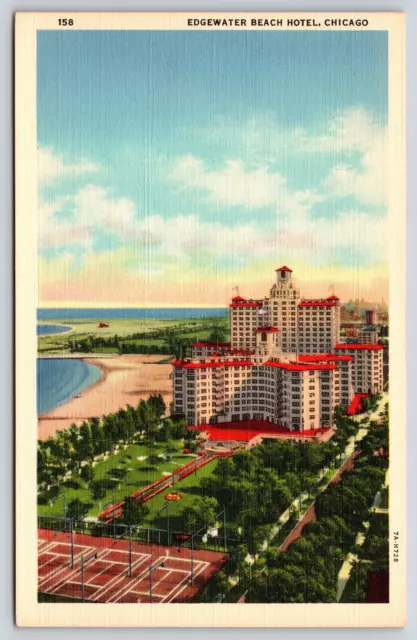 Chicago IL-Illinois, Edgewater Beach Hotel On Lake Michigan, Vintage Postcard