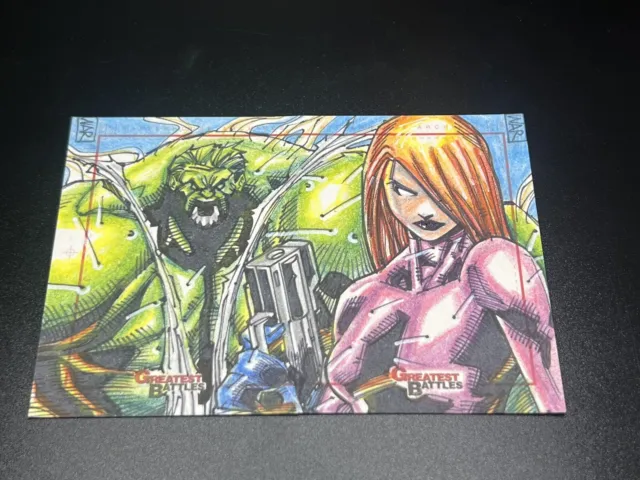Marvel Greatest Battles Sketch Card William Allen Reyes WAR Hulk Vs Unknown