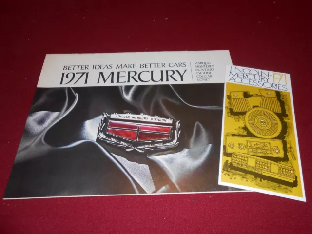 1971 MERCURY BROCHURE + 71 ACCESSORIES CATALOG COUGAR MONTEGO COMET MARQUIS Etc.