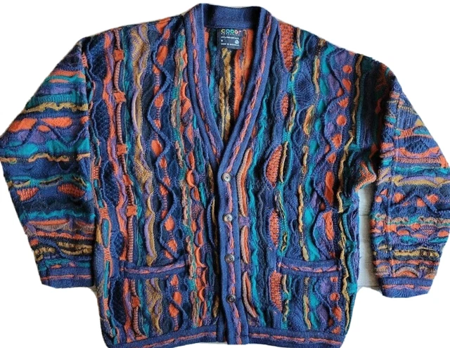 COOGI Wool Knitted Cardigan Sweater Size S Made In Australia Vintage 65cm