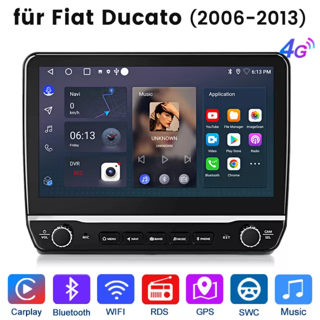 Android 12.0 Car Autoradio WIFI Navi GPS Für Fiat Ducato 2006-13 DAB+4G CarPlay