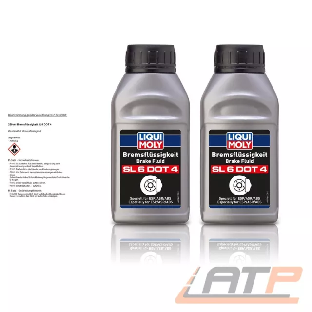 2x LIQUI MOLY 250ml BREMSEN FLÜSSIGKEIT BREMSFLÜSSIGKEIT SL6 DOT 4 21166