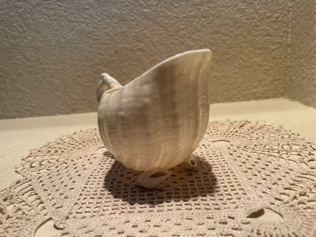 Irish Belleek 3Nd Blk Mk Ivory Neptune Cream Jug