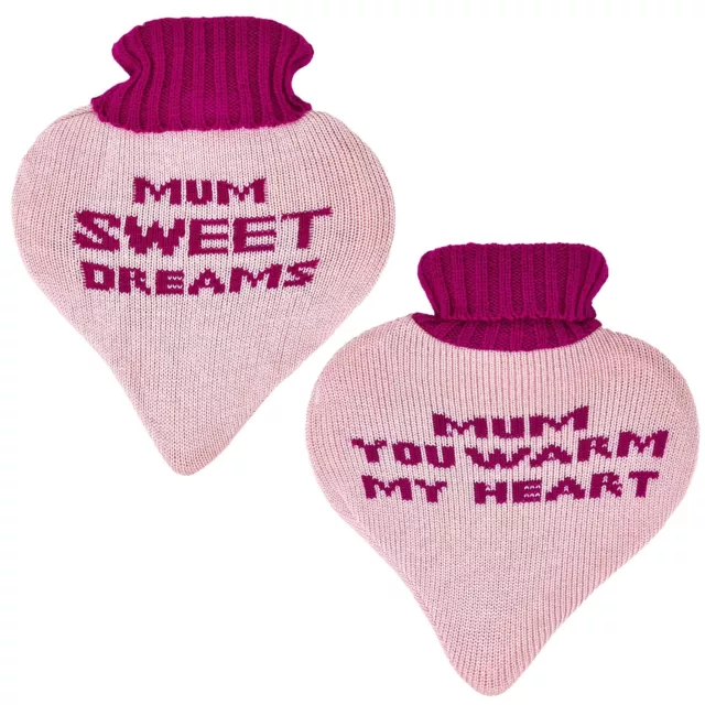 Mum Heart Shaped Natural Rubber Hot Water Bottle Winter Cold Warm Nights 1 Litre