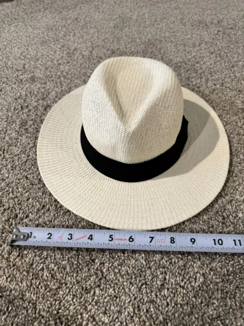 Goodfellow, Paper Straw Fedora Hat Mens M/L  Cotton Black Band 22”Stretched