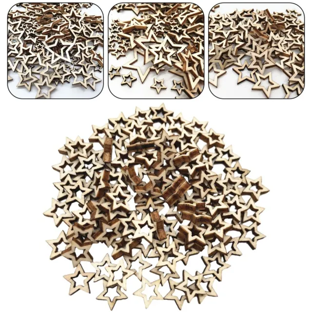 50 Piece 30mm Unfinished Hollow Wooden Shape Star Embellishments for Crafts