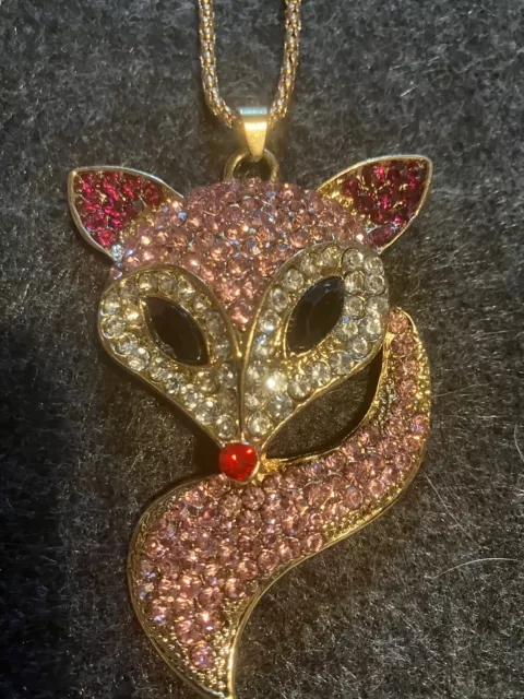 Betsey Johnson Beautiful Rhinestone Fox Necklace