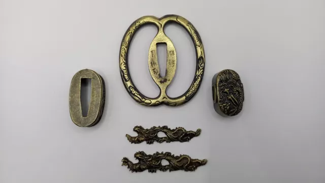 Musashi Set Tsuba,Kashira,Menuki und Fuchi