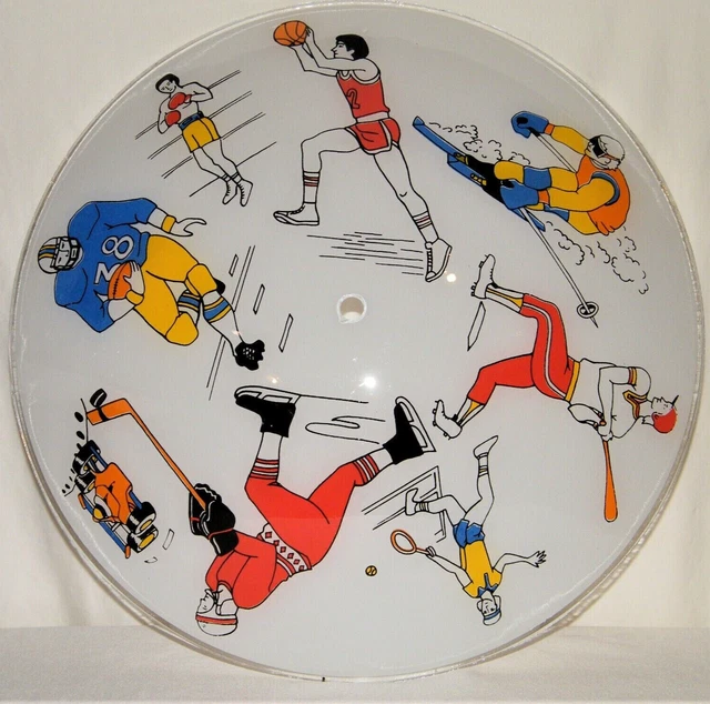 Vintage NOS 1960's SPORTS LIGHT SHADE Cover Ceiling 15" Diameter Baseball