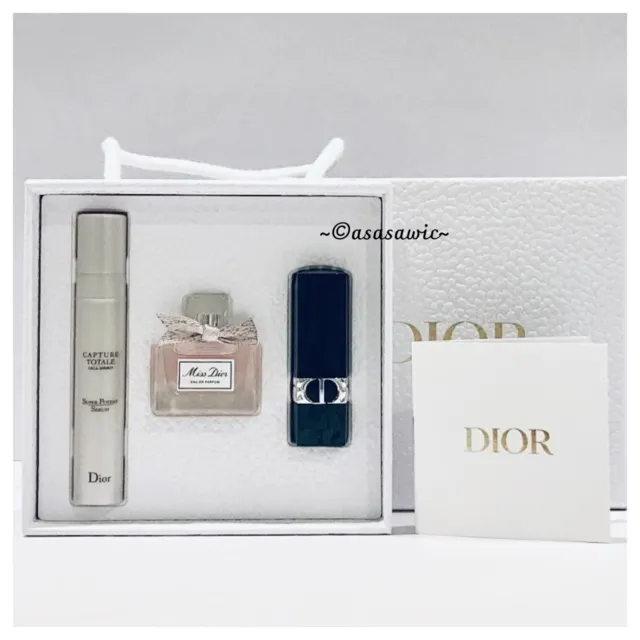 Juego de regalo DIOR: Miss Dior EDP/Rouge Dior Lip 999/satinado/captura suero total/en caja