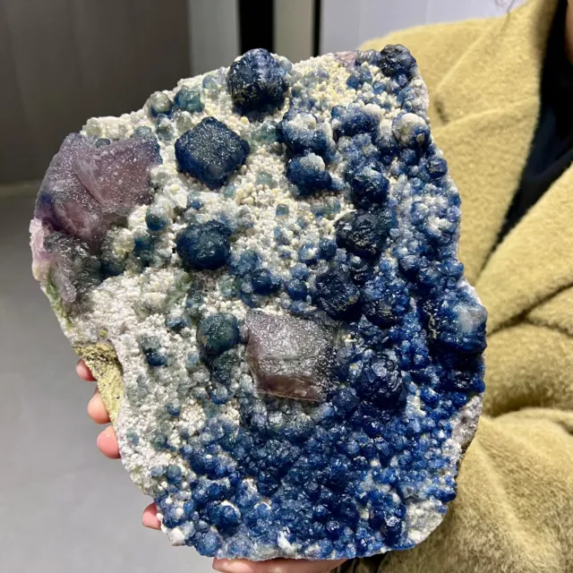 6.71LB  New Find sky blue Phantom Quartz Crystal Cluster Mineral Specimen