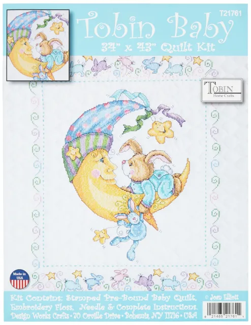Baby Quilt Kit Tobin Gingham Toys Stamped Cross Stitch Kit 1573 NEW with  FLOSS