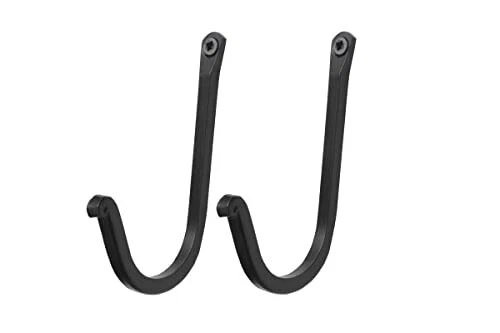 Single Prong Wrought Iron Hooks, Vintage Hand Forged Iron Classic Set Of 2