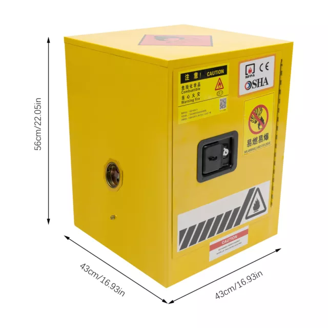 4 Gallon Safety Storage Cabinet Yellow Flammable Welded Bin Fireproof 3
