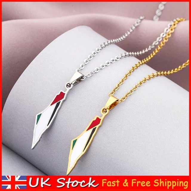 Casiler Art Palestine Map Map Pendant Collane - Etnic Pattern Flag Regione Palestina Mappe della Catena di Colletto Campola Campio Hip Hop Patriottismo Gioielli