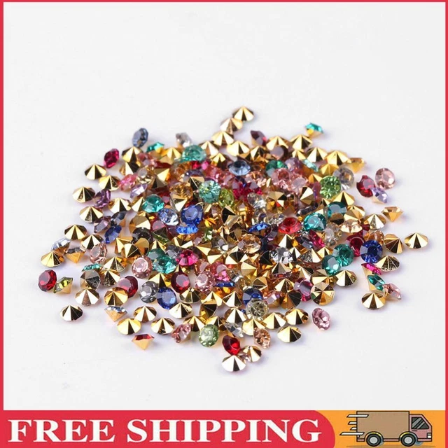 1000 Stück 3 mm Mixed Nail Art Strass Wunderschöne DIY Maniküre Charms (Gold)