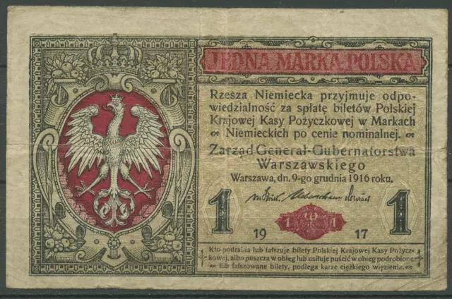 Dt. Besetzung 1. Weltkrieg Rußland 1Marka 1916 EWK-16b, stark gebraucht (K1575)