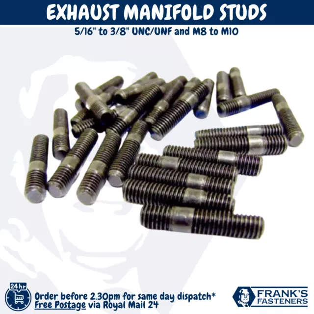 EXHAUST MANIFOLD STUDS 5/16" 3/8" UNC UNF UNC/UNF M8 M10 M10-Fine AUTO STEEL BAR 2