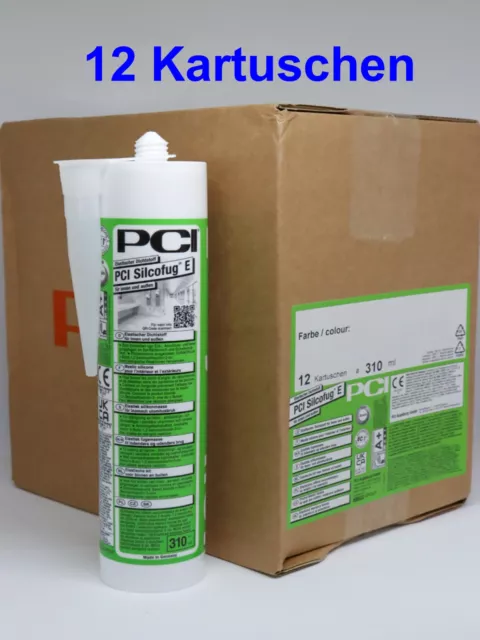 PCI Jointure Silicone 12 x 310 ML Sanitaire de Construction Balcon Terrasse