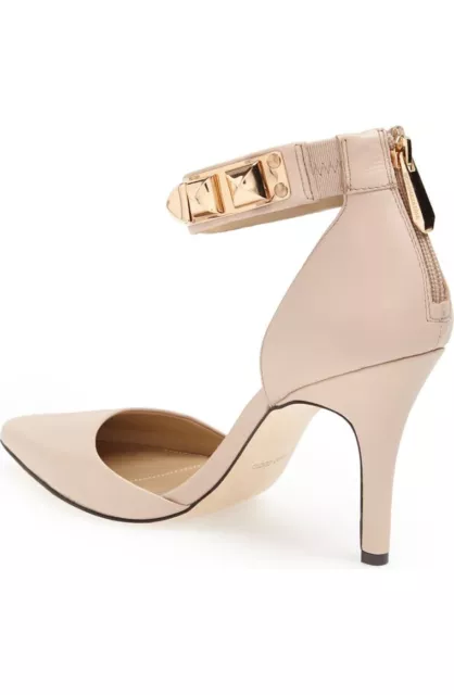 BCBGMAXAZRIA Peter Soy Chai Nude Leather Metal Studded Heels 9.5 NIB $275 BCBG 2