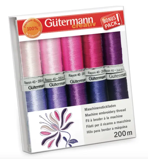 Gutermann Sulky Rayon 40 Machine Embroidery CANDY Thread Set - 10 Reels