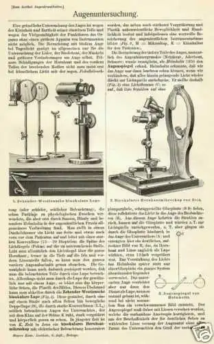 Augenheilkunde Augenuntersuchung STICHE + Text von 1905