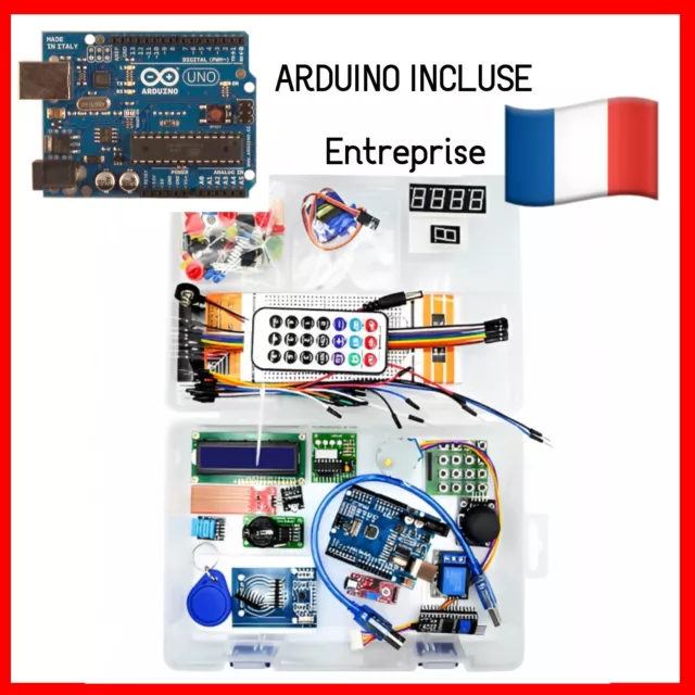 Pack Arduino Uno DEBUTANT Complet (ARDUINO INCLUSE + 46 ACCESSOIRES)