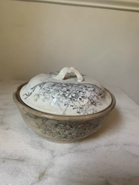 Vintage Chinoiserie Transferware Bowl With Lid