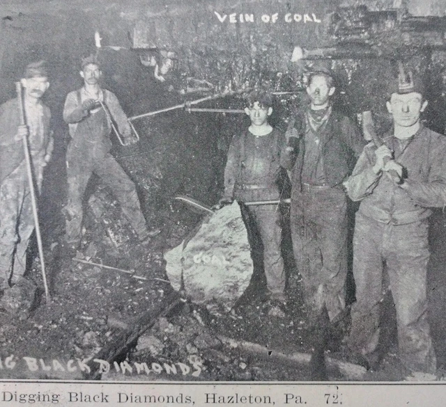 1908 Anthracite Coal RPPC Mining Postcard Digging Black Diamonds, Hazleton Pa.