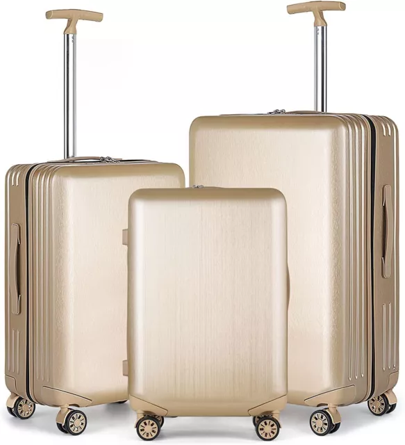 3 Piece Luggage Set 20/24/28in Suitcase Spinner Hardshell Lightweight TSA Lock