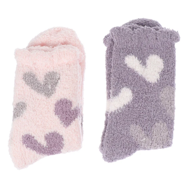 2 paia calzini in pile corallo peluche pantofole calze morbide imbottite calze ragazza calzini