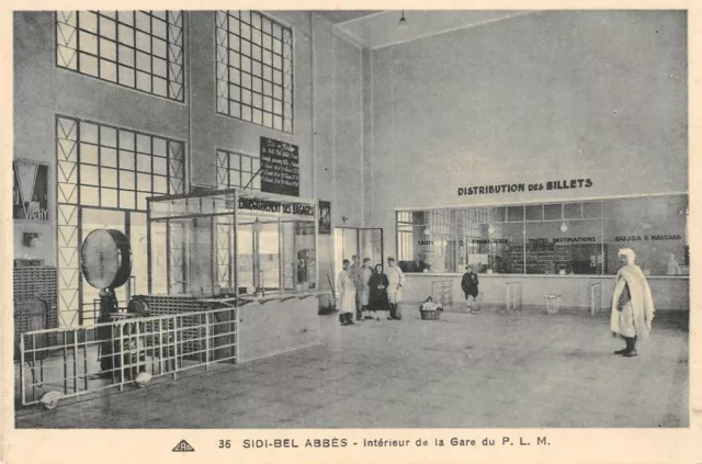 Cpa Algerie Sidi Bel Abbes Interieur De La Gare P.l.m.