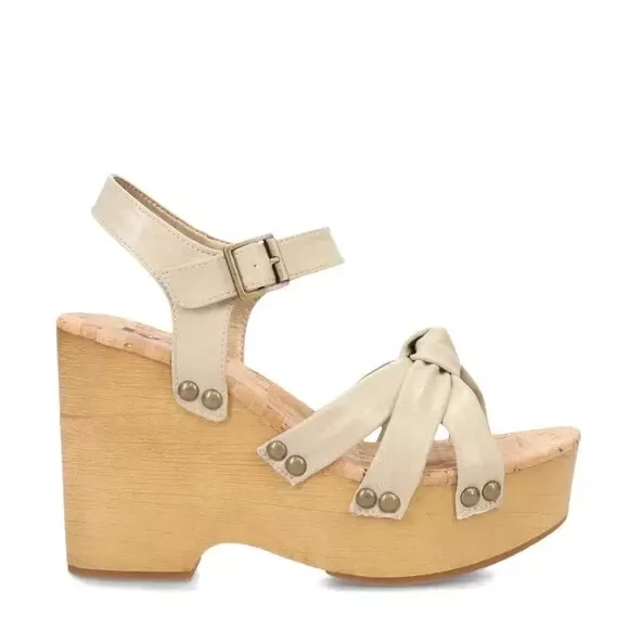 Korks by Kork Ease Dawson Platform Wedge Sandal Beige Shoes NEW Women's Size 8