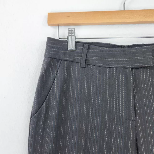 Anne Klein Pants Womens 4 Gray Pinstripe Wide Leg Mid Rise Career Business 2