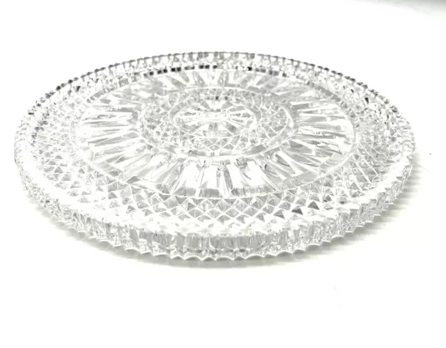 VTG Brilliant Cut Crystal Glass 8 3/4" Round Cheese/Cake Serving Platter/Dish