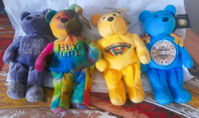 THE BEATLES BEARS Set of 4 Beanie Bears from a Limited Edition