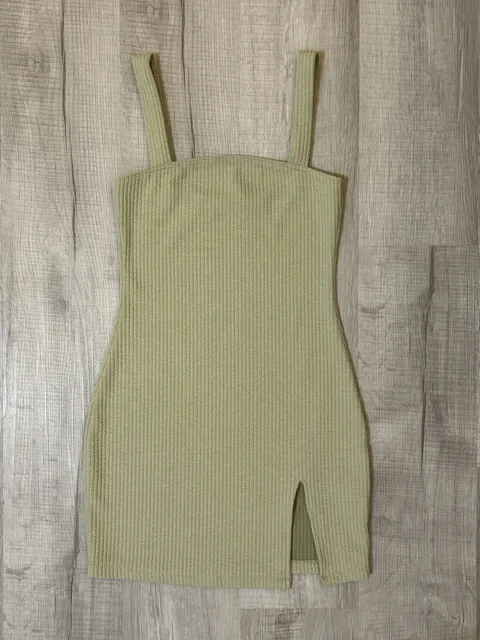 Motel Rocks Mini Bodycon Green Dress w/ Thigh split Womens NWOT