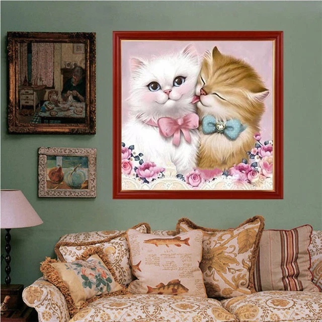 Geburtstag Diamant Malerei Handwerk Haus Katze Kreuz Mode Schöne Stich