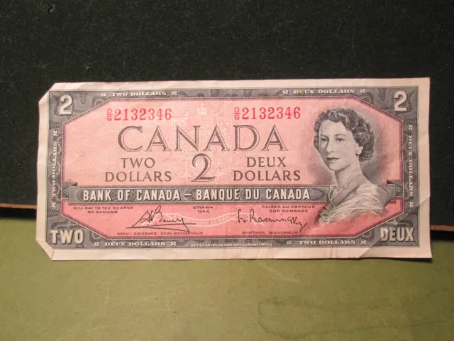 1954 - Canada $2 bank note - Canadian two dollar bill - D/G 2132346