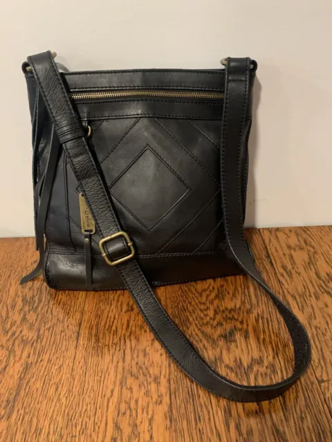 Lucky Brand black leather BoHo style Crossbody Bag