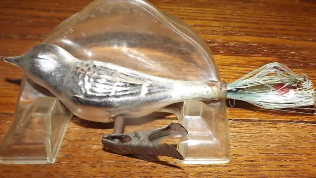 Vintage antique Mercury glass clip on bird Christmas ornament