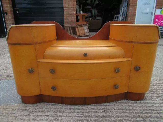 Vintage Birds eye Maple Mid Century Beautility Art Deco 1960s Dressing table