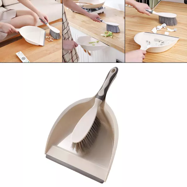 Dustpan and Brush Set Bristles Brush Collect Dust Rubber Edge Cleaning Tool for