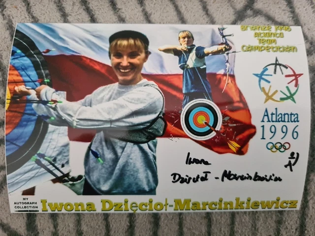 Iwona Dzięcioł-Marcinkiewicz (POL) Bogenschütze 3.OS 1996 Atlanta Signiert Iwona Dzięcioł-Marcinkiewicz (POL) Bogenschütze 3.OS 1996 Atlanta Signiert
